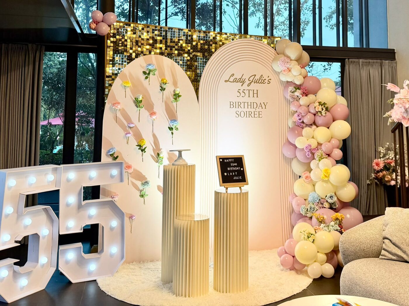 Custom event backdrop designed and built by LinkNow Events Co. — design 21